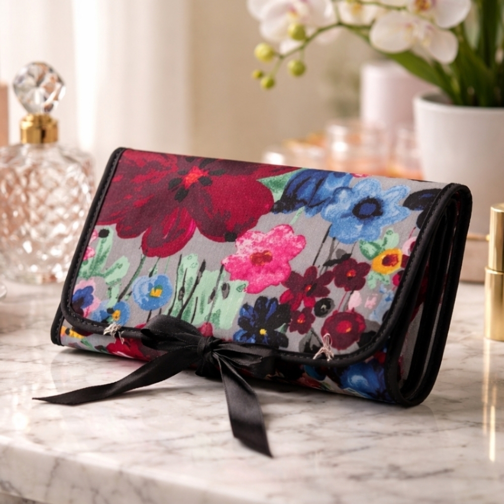 Thirty-One Floral Cosmetic Bag - Red, Blue, Pink